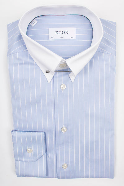 Striped Pin Collar Shirt – Henry Singer